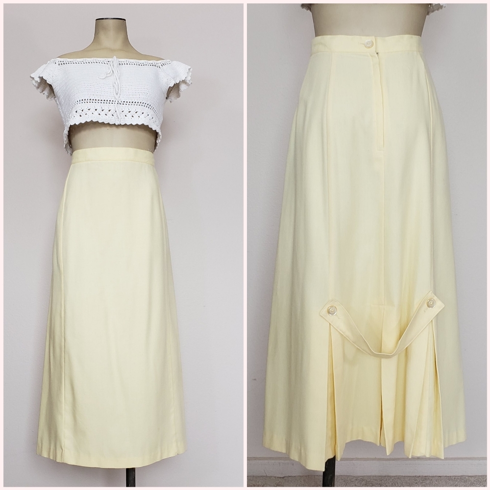 Beautiful 70s Vintage Yellow Midi Skirt